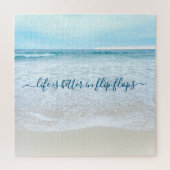 カリフォルニアのビーチ波の生活がビーチサンダルで向上 ジグソーパズル (縦)