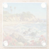 カリフォルニアのビーチ | 印象派の海岸アート ガラスコースター (裏面)