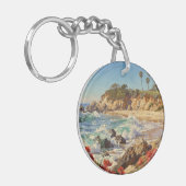 カリフォルニアのビーチ | 印象派の海岸アート キーホルダー (正面左)