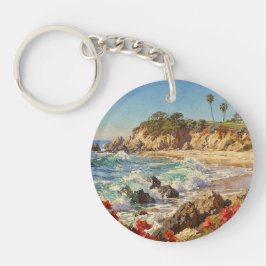 カリフォルニアのビーチ | 印象派の海岸アート キーホルダー