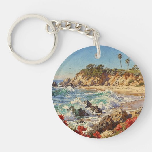 カリフォルニアのビーチ | 印象派の海岸アート キーホルダー (正面)