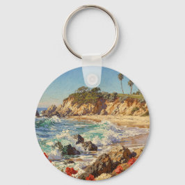 カリフォルニアのビーチ | 印象派の海岸アート キーホルダー