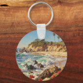 カリフォルニアのビーチ | 印象派の海岸アート キーホルダー (裏面)