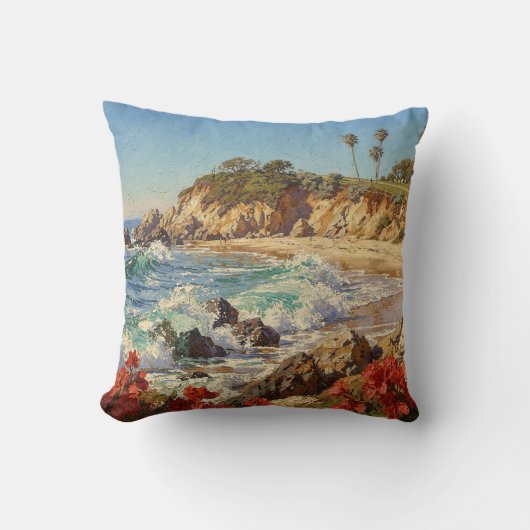 カリフォルニアのビーチ | 印象派の海岸アート クッション (正面)