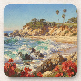 カリフォルニアのビーチ | 印象派の海岸アート コースター
