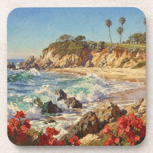 カリフォルニアのビーチ | 印象派の海岸アート コースター (正面)