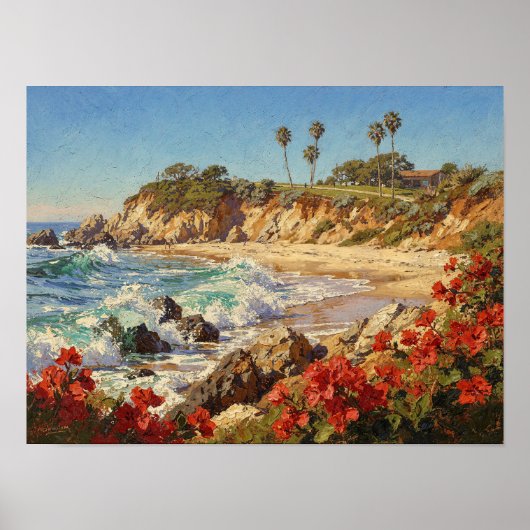  カリフォルニアのビーチ | 印象派の海岸アート ポスター (正面)
