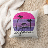 カリフォルニアのピンクと紫のサンセットレトロヴィンテージ クッション (ブランケット)