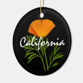 カリフォルニアのポピーとブラック"カリフォルニア"の文字 セラミックオーナメント (左)