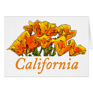カリフォルニアのポピー・アート「カリフォルニア」文字Notecard