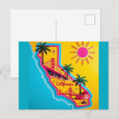 カリフォルニアのランドマーク地図イラスト - 旅行 ポストカード (正面/裏面)