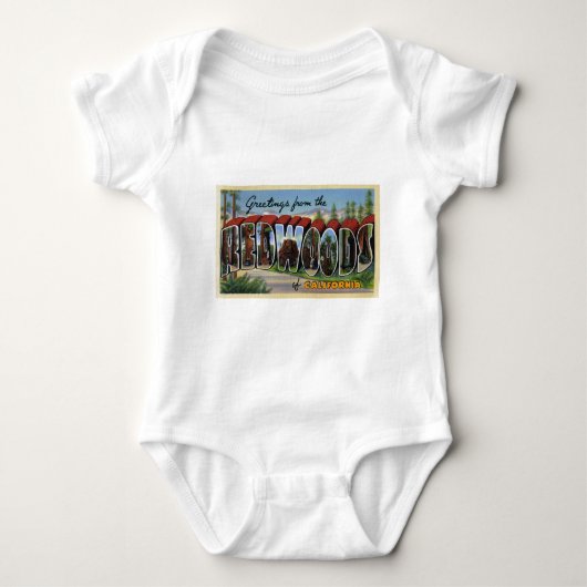 カリフォルニアのレッドウッドからの挨拶 ベビーボディスーツ (正面)