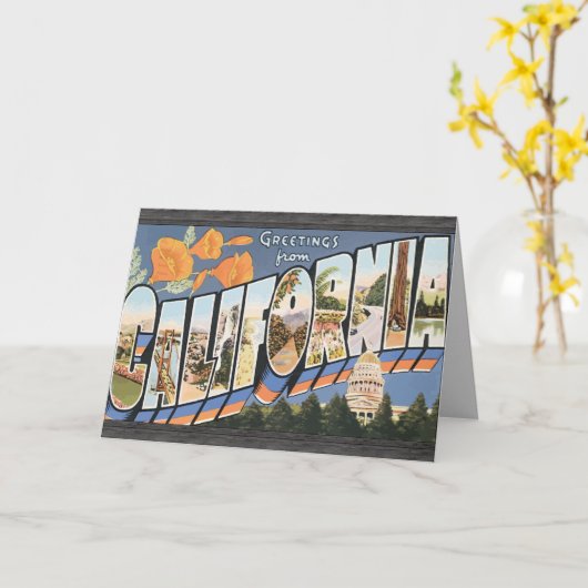 カリフォルニアのヴィンテージからの挨拶 カード (黄色い花)