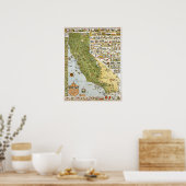 カリフォルニアのヴィンテージマップ ポスター (キッチン)