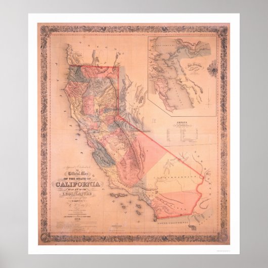 カリフォルニアの公式地図 ポスター (正面)