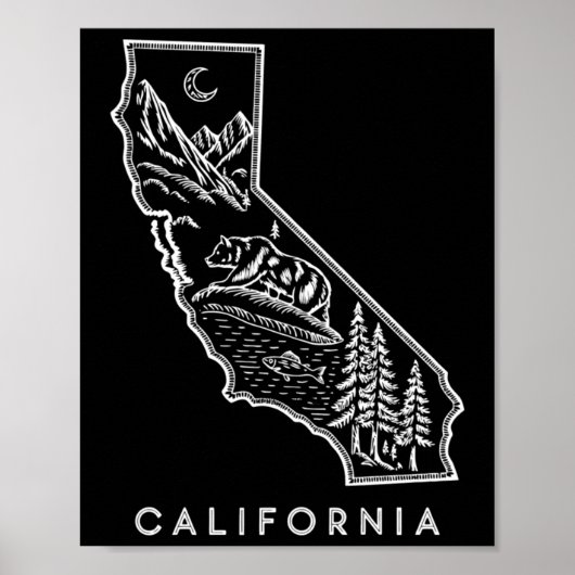 カリフォルニアの原風景マップステッカー ポスター (正面)