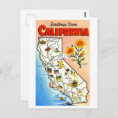 カリフォルニアの地図からのヴィンテージの挨拶 ポストカード (正面/裏面)