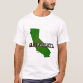 カリフォルニアの地図と写真文字 Tシャツ (正面)