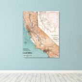 カリフォルニアの地図2 キャンバスプリント (インサイチュ (ウッドフロア))