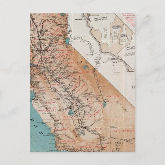 カリフォルニアの地図2 ポストカード (正面)