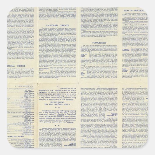 カリフォルニアの地図3 スクエアシール (正面)