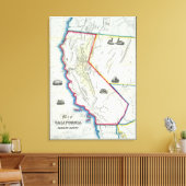 カリフォルニアの地図 キャンバスプリント (インサイチュ (リビング))