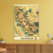カリフォルニアの地図 キャンバスプリント (インサイチュ (リビング))