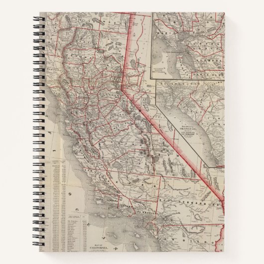 カリフォルニアの地図 ノートブック (正面)