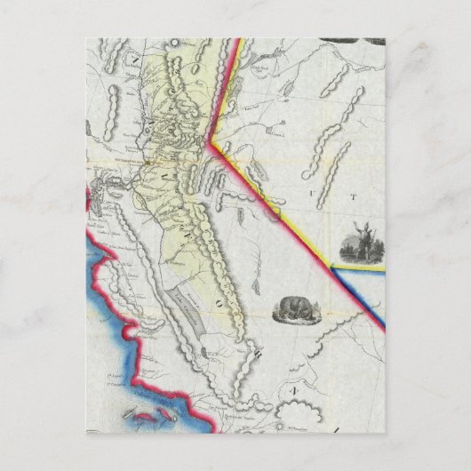 カリフォルニアの地図 ポストカード (正面)