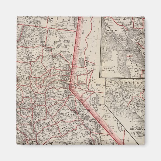 カリフォルニアの地図 マグネット (正面)