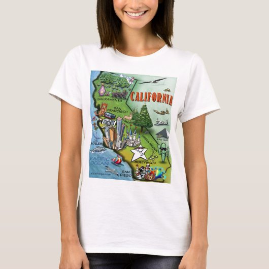 カリフォルニアの地図 Tシャツ (正面)