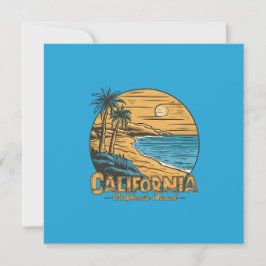 カリフォルニアの夕日が沈むビーチのレトロシーン シーズンカード