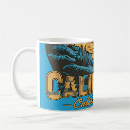 カリフォルニアの夕日とビーチのレトロシーン コーヒーマグカップ