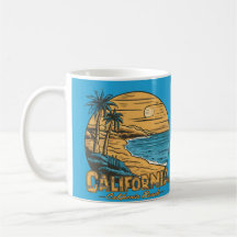カリフォルニアの夕日とビーチのレトロシーン