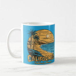 カリフォルニアの夕日とビーチのレトロシーン コーヒーマグカップ