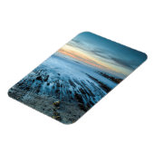 カリフォルニアの夕日の青い海 マグネット (左側)