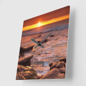 カリフォルニアの夕暮れ時の潮流プール スクエア壁時計 (傾斜)