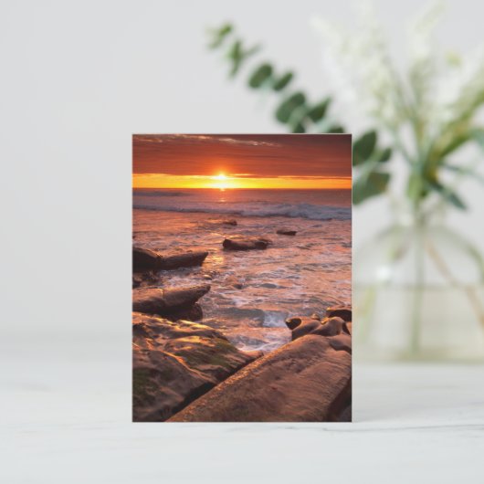 カリフォルニアの夕暮れ時の潮流プール ポストカード (スタンド正面)