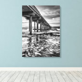 カリフォルニアの夜明けのB&W桟橋 キャンバスプリント (インサイチュ (ウッドフロア))