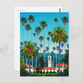 カリフォルニアの夢を見る:ヤシの木のある市公園 ポストカード (正面/裏面)