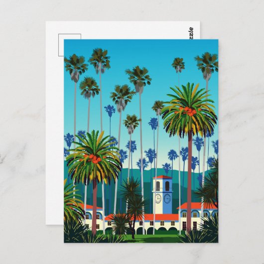カリフォルニアの夢を見る:ヤシの木のある市公園 ポストカード (正面/裏面)