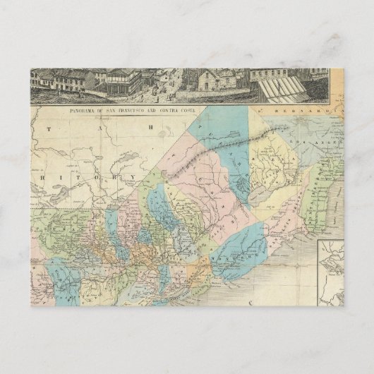 カリフォルニアの州の地図 ポストカード (正面)