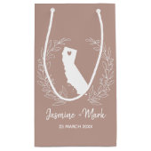 カリフォルニアの州マップ宛先ウェディングの好意 スモールペーパーバッグ (裏面)