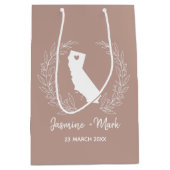 カリフォルニアの州マップ宛先ウェディングの好意  ミディアムペーパーバッグ (正面)