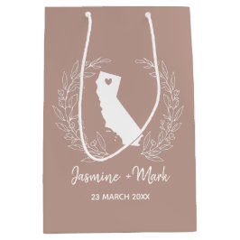 カリフォルニアの州マップ宛先ウェディングの好意  ミディアムペーパーバッグ