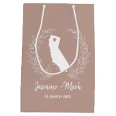 カリフォルニアの州マップ宛先ウェディングの好意  ミディアムペーパーバッグ (裏面)