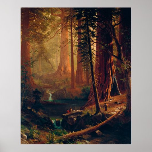 カリフォルニアの巨大なレッドウッドの木々A. Bierstadt ポスター (正面)