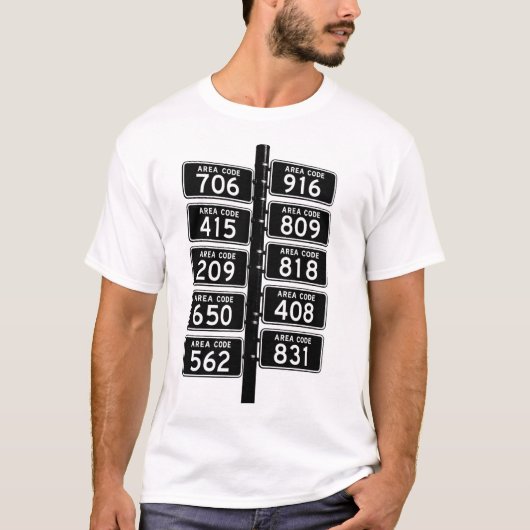 カリフォルニアの市外局番Tシャツ Tシャツ (正面)