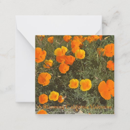 カリフォルニアの愛が花開くバレンタイン ノートカード (正面)