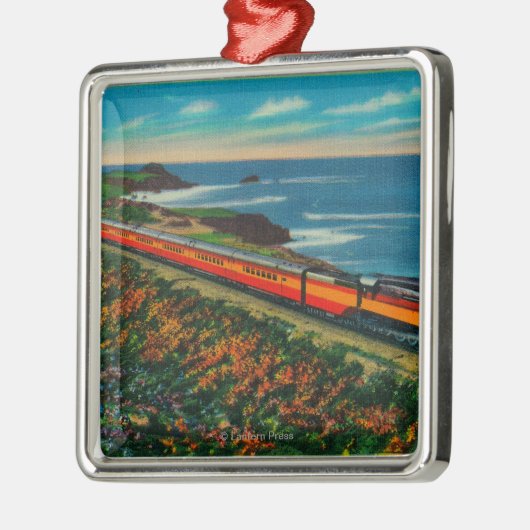 カリフォルニアの日光によって限られる列車 メタルオーナメント (左)